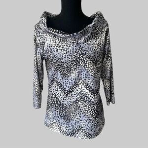 NWT Vintage Andria Lieu Leopard Print Cowl Neck Top Made in USA